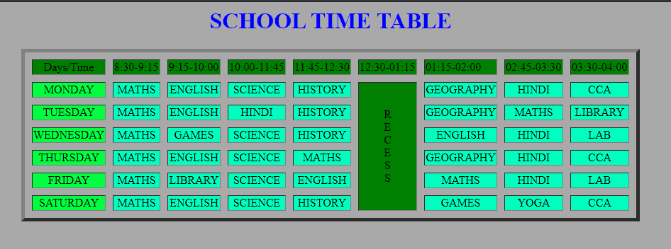 How To Make A Time Table In Google Sheets