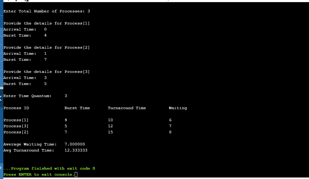 round robin scheduling program in c  