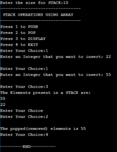 Implementation Of Stack Using Array In C Programming
