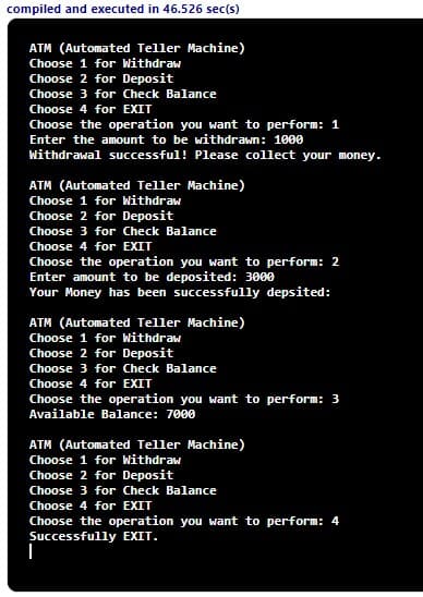 ATM Program Java