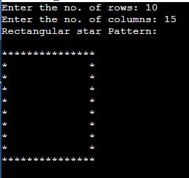 Hollow rectangle star pattern in java