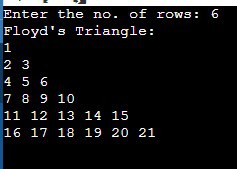 print Floyd’s Triangle in java